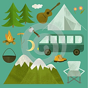 Camping icons set.