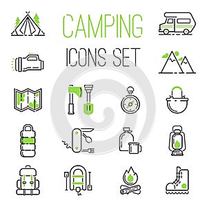 Camping icons vector set.