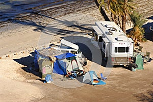 Family camping in the bays of Loreto in baja california, mexico IV photo