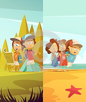 Camping Kids Vertical Banners Set