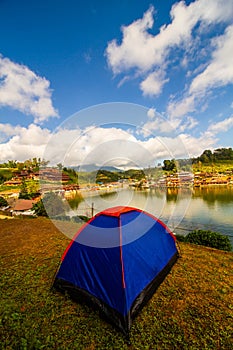 Camping beside lake