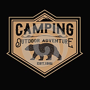 Camping Lamp vintage Black and White Adventure Outdoor Logo Vector