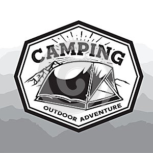 Camping Lamp vintage Black and White Adventure Outdoor Logo Vector
