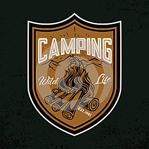 Camping Lamp vintage Black and White Adventure Outdoor Logo Vector