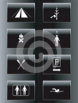 Camping leisure icon set.