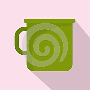 Camping metal cup icon, flat style