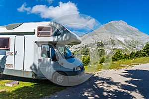 Camping with a motor home near the area of mountain Dirfi in Evia Greece