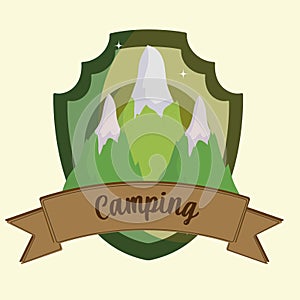 camping mountains label