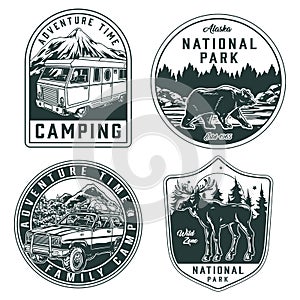 Camping and national park vintage emblems photo