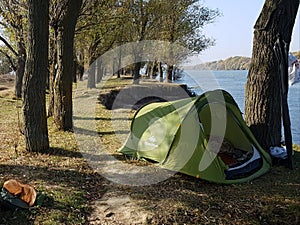 Camping near Danube river