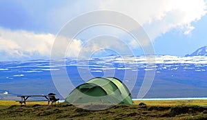 Camping near Hvitarnes hut, Iceland