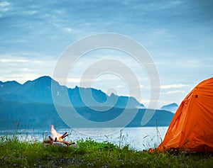 Camping near seaside