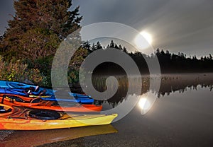 Camping at nighttime