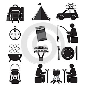 Camping And Outdoor Activity Icon Set