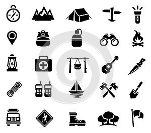 Camping, Outdoor Activity, Recreation, Icons