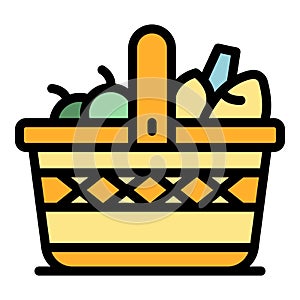 Camping picnic basket icon vector flat