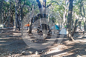 Camping place Poincenot in National Park Los Glaciares, Patagonia, Argenti