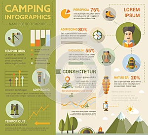 Camping - poster, brochure cover template