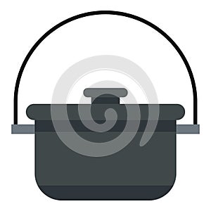 Camping pot icon, flat style