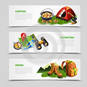 Camping Realistic Banner Set