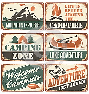 Camping retro signs collection