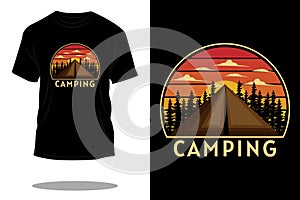 Camping in the forest retro vintage t shirt design