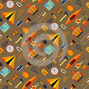 Camping seamless pattern