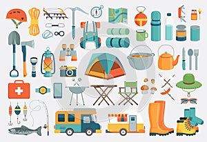 Camping set. Vector illustration.