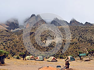 Camping at Shipton's Camp, Mount Kenya