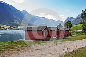 Camping on the shore of Nordfjord, Norway