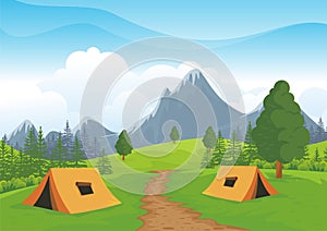 Camping Site with beautiful nature landscape