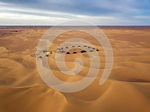 Camping site in Sahara desert Africa