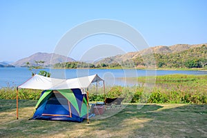 Camping Site View Point with Kaeng Krachan dam behind at Kaeng Krachan National Park