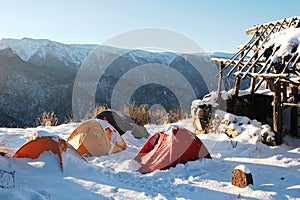 Camping in snow