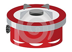 Camping stove cartoon icon. Cartoon gas camp burner, portable indoor cooker, outdoor furnace for picnic cooking on heat