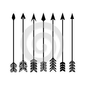 Camping symbols. Set of hand drawn arrows
