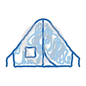 Camping Tent Alpinism Sport Equipment doodle icon hand drawn illustration