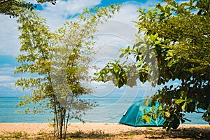 Camping Tent on Beach. Concept tourism, active rest, vacation Malaysia