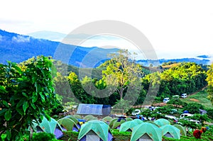 Camping tent at doi samer dao at Sri Nan national park, Nan ,Thailand