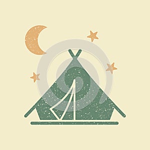Camping Tent Icon in retro style. Flat Vector EPS Symbol Illustration.