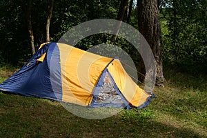 Camping tent in forest