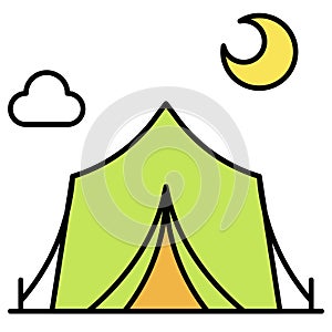 Camping tent icon, Summer vacation related vector