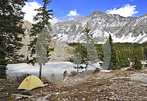 Camping with tent at Little Bear Peak, Sangre de Cristo Range, Colorado photo
