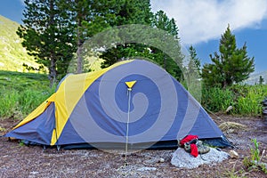 Camping tent on mountain