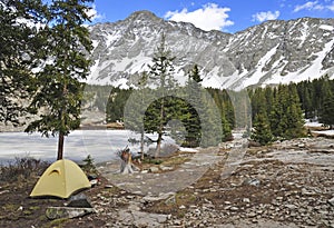 Camping tent in the mountains