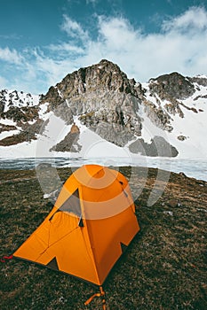 Camping tent in rocky mountains Landscape