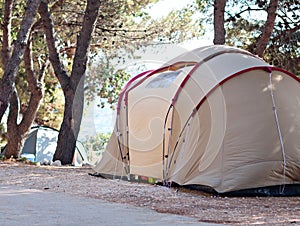 Camping tent at sea beach summer