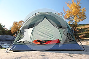 Camping tent with sleeping bags