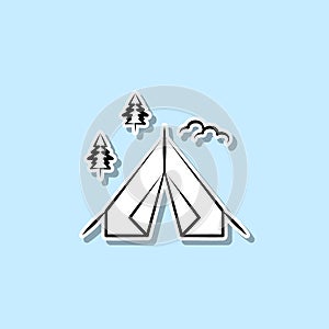 Camping tent sticker icon. Simple thin line, outline vector of travel icons for ui and ux, website or mobile application