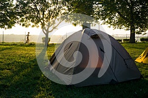 Camping tent in summer